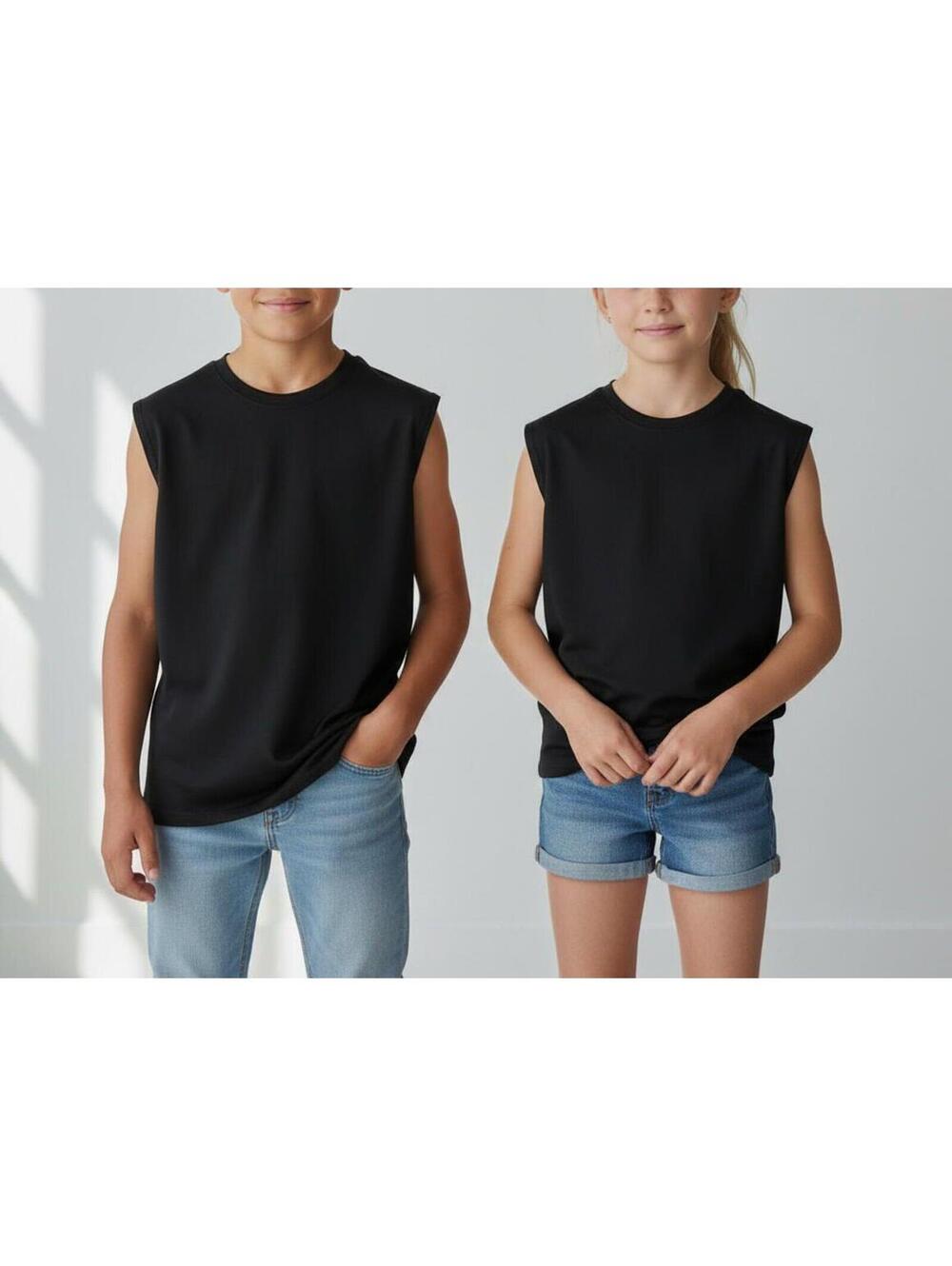 TOP CAT & JACK BLACK GIRLS SLEEVELESS T SHIRT SIZE L(10-12)